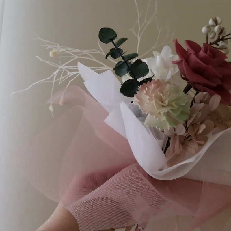 永生花珍珠芭蕾花束_干燥玫瑰色系 - 干燥花/捧花 - 植物．花 
