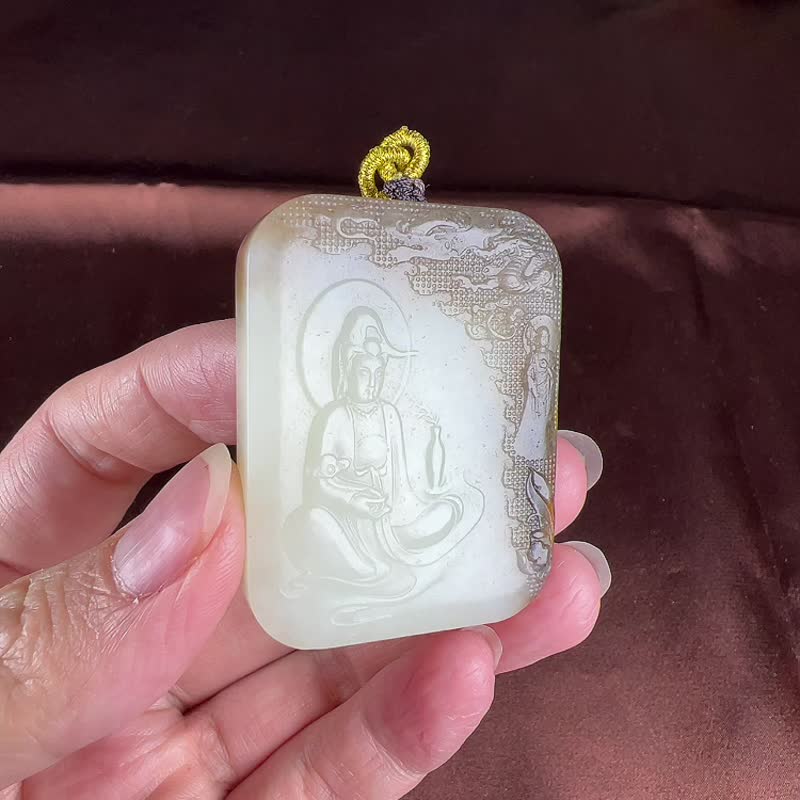 秒杀价 天然新疆和田玉羊脂玉净瓶杨柳观音吊坠 玉质细腻温润 - 吊饰 - 玉石 