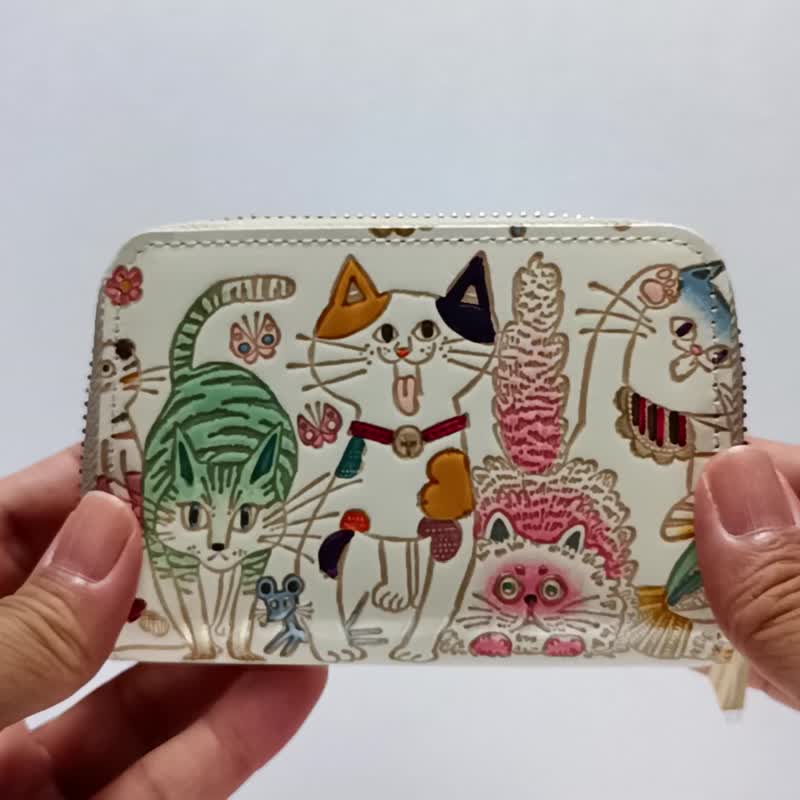 拉链零钱包 猫咪集合 - 零钱包 - 真皮 多色