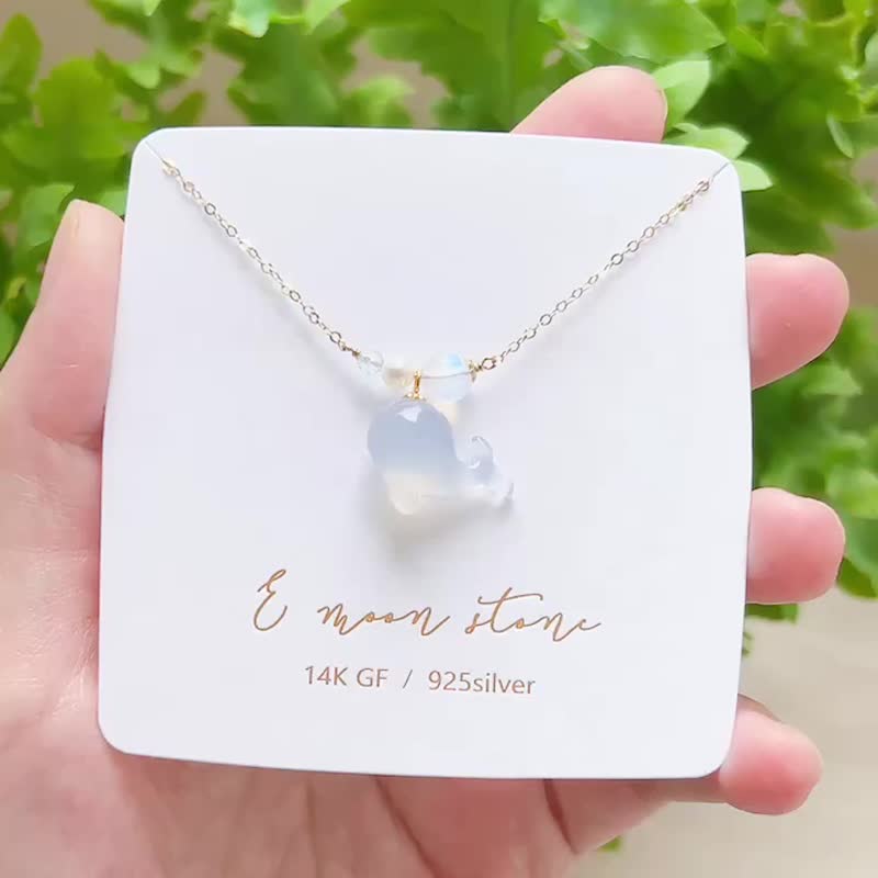 蔚蓝大海 天然玛瑙石奶蓝小鲸鱼 月光石泡泡珍珠项链 - 项链 - 玉石 蓝色