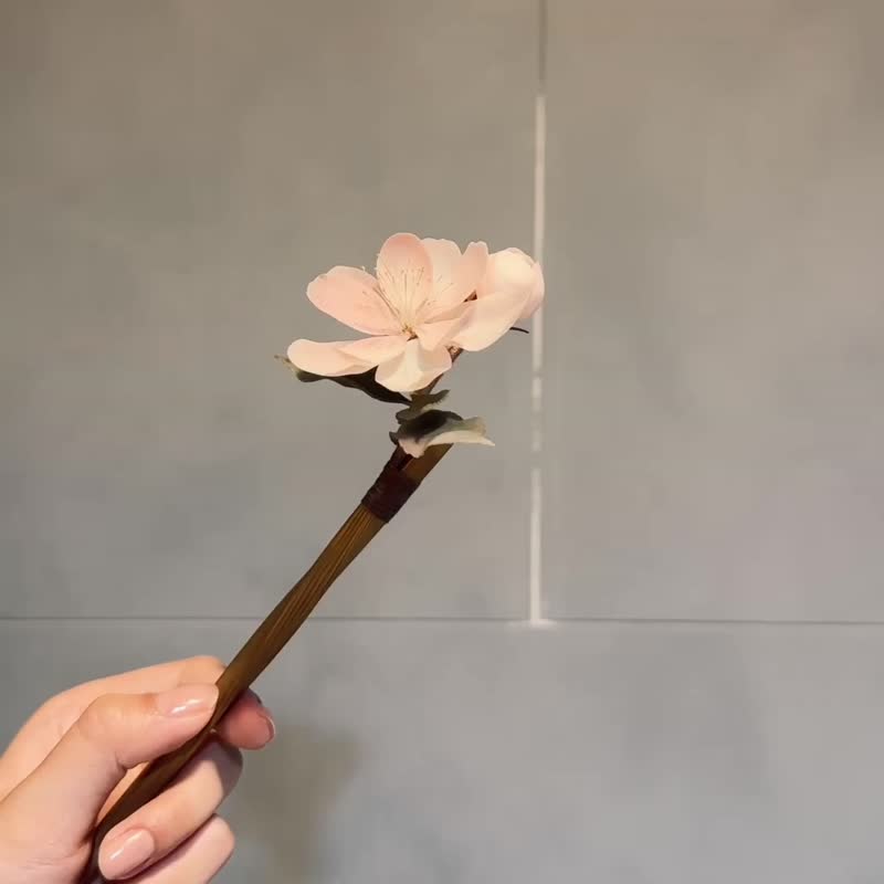 考研暂时停止接单~【梁实秋 群芳小记】西府海棠 | 发簪 | 半热缩 - 发饰 - 塑料 粉红色