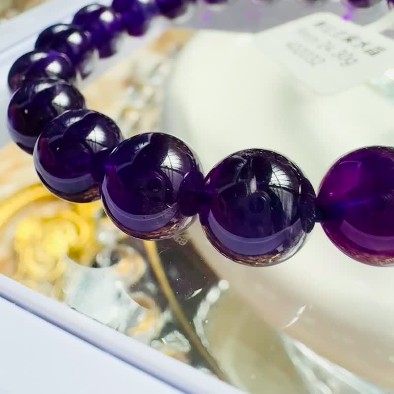 小精品浓色紫水晶9mm24.30g着名智慧之石贵人缘广结人缘 - 手链/手环 - 水晶 紫色
