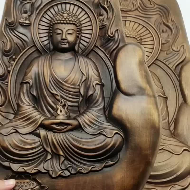 Wooden buddha Statue hand Bodhisattva Buddhism Sculpture Craft Wooden Buddhism - 木工/竹艺/纸艺 - 木头 咖啡色