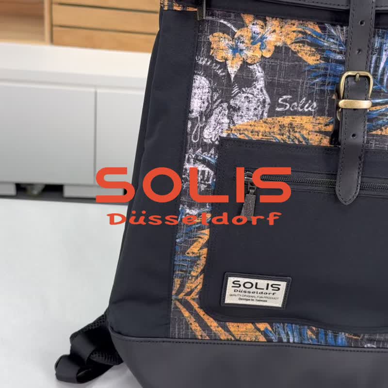 Solis反光回旋系列12寸平板后背包-渐层黑 - 后背包/双肩包 - 聚酯纤维 