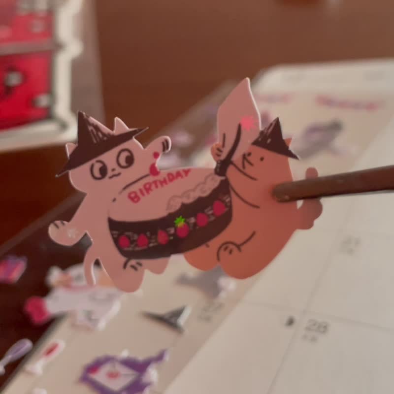 魔法的生日派对贴纸 图鉴贴纸 手帐 原创贴纸 / 五角星球 - 贴纸 - 纸 白色