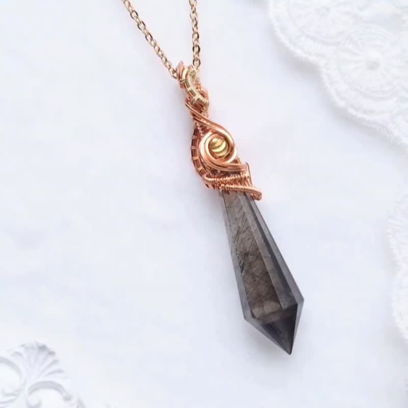 精品黑发晶灵摆项链 / 灵摆 - 项链 - 水晶 