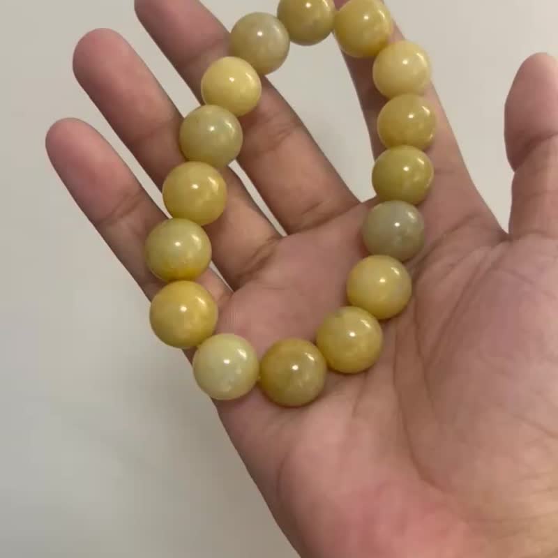 天净沙/翡翠手链  13mm - 手链/手环 - 宝石 金色