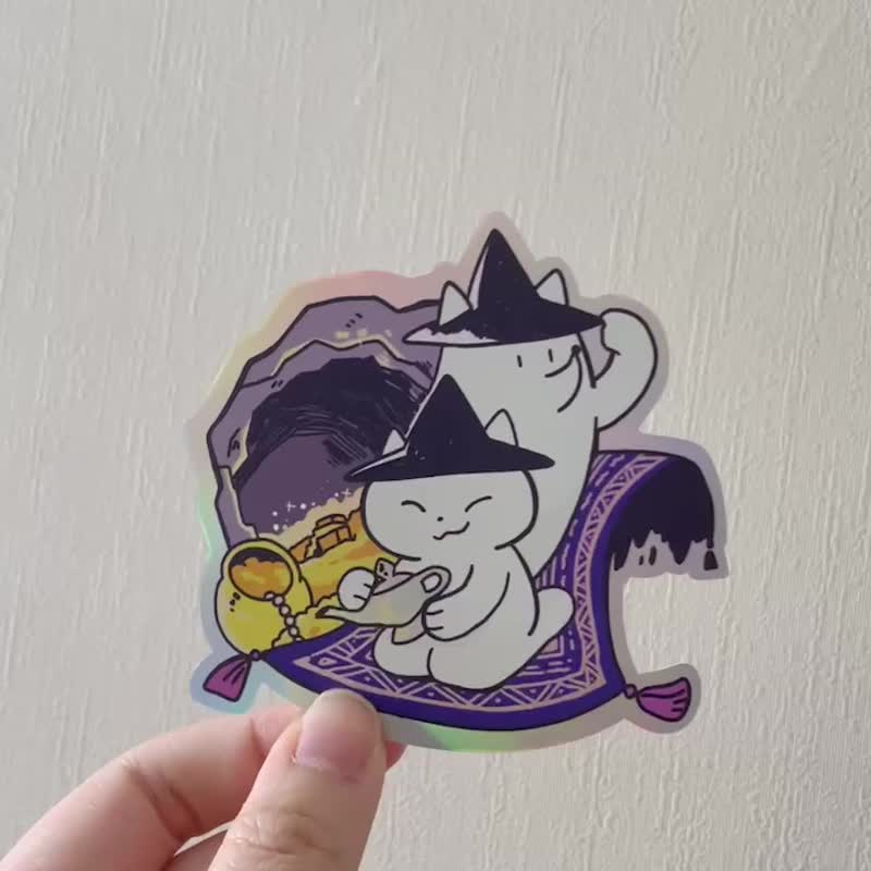 神灯与魔毯大贴纸2入 行李箱贴纸  造型贴纸 / 五角星球 - 贴纸 - 防水材质 白色