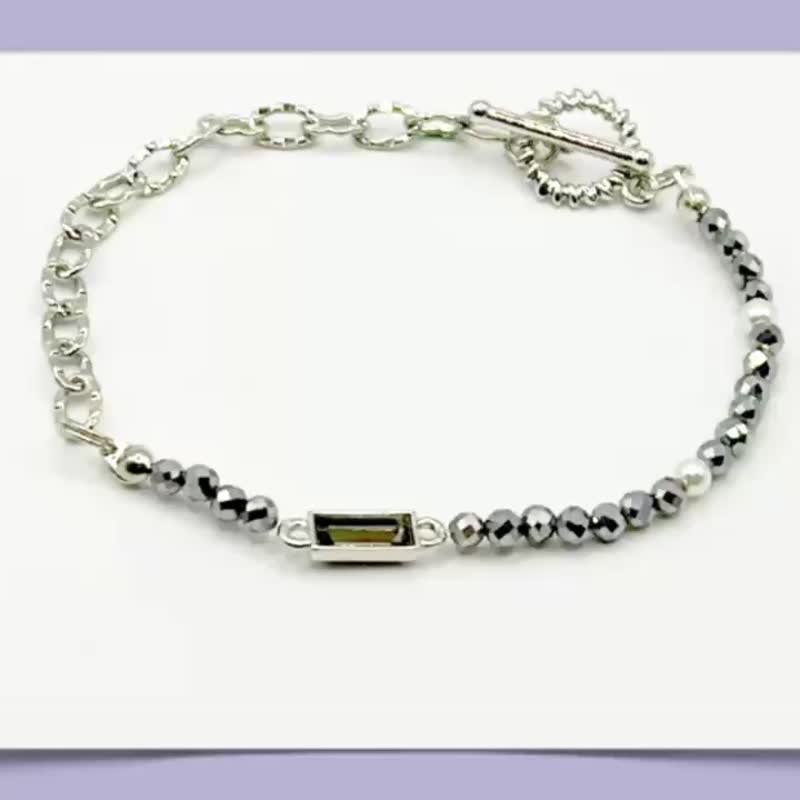 Iris彩虹女神~天使系列水晶钛赫兹石手链~定制生日礼物推荐 - 手链/手环 - 玉石 黑色