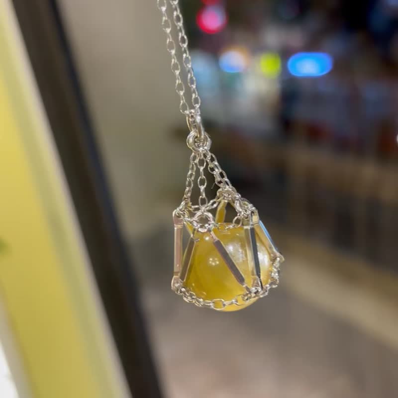新春开运 15mm 金云母 纯银颈链 颈链 招财水晶 女生饰品 男项链 - 项链 - 其他金属 金色