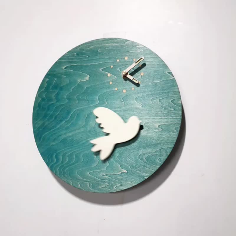 手工木作创意时钟 想飞 - 放鸽子 - 时钟/闹钟 - 木头 蓝色