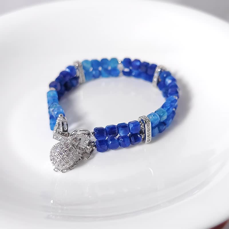 顶级蓝晶石 玉化 喉轮 眉心轮 双排手链 单品 礼物 收藏级 独家 - 手链/手环 - 宝石 蓝色