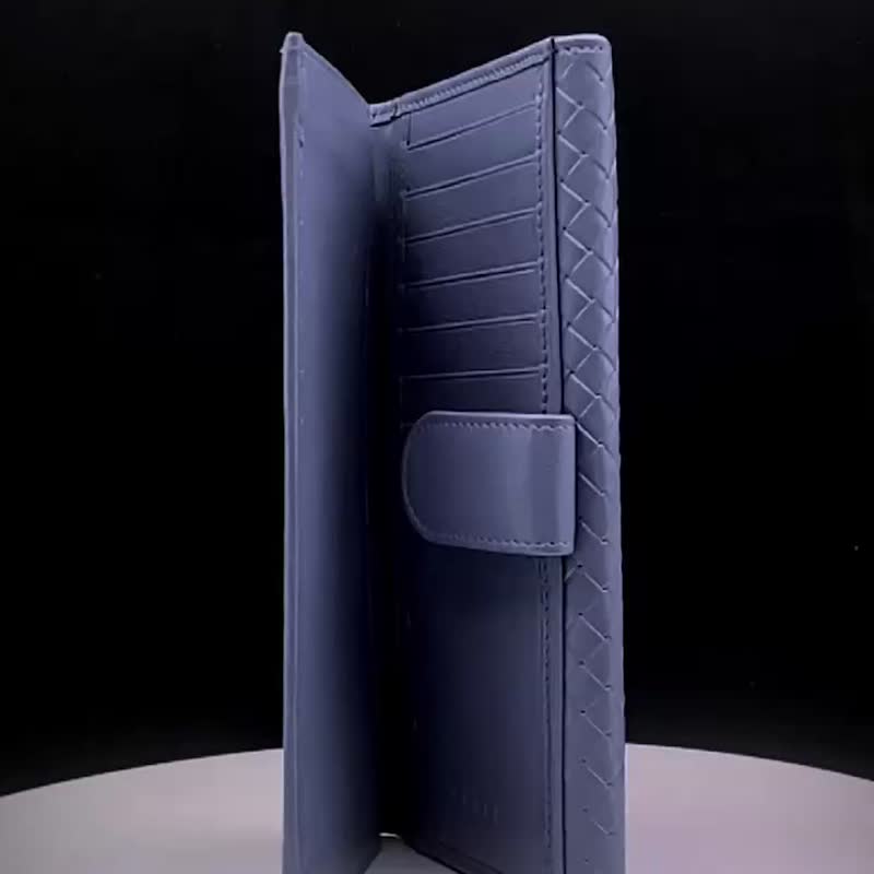 CROSS 限量1折 顶级小羊皮编织纹中扣长夹全新专柜展示品 海军蓝 - 皮夹/钱包 - 真皮 蓝色