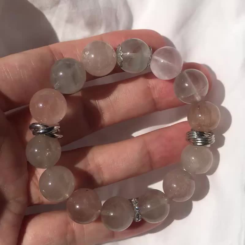 天然水晶 糖果 彩兔毛手串 手链 手链 透闪亮 彩虹 猫眼 天然原石 - 手链/手环 - 水晶 多色