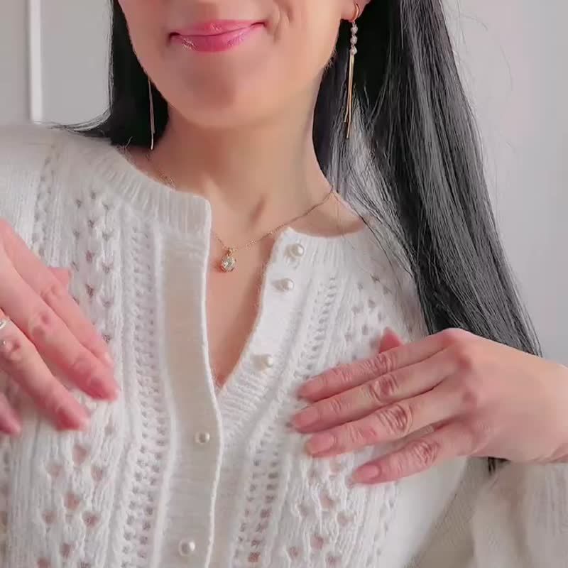 白色开襟外套 羊毛开襟外套 女款 手工毛衣 - 女装针织衫/毛衣 - 羊毛 