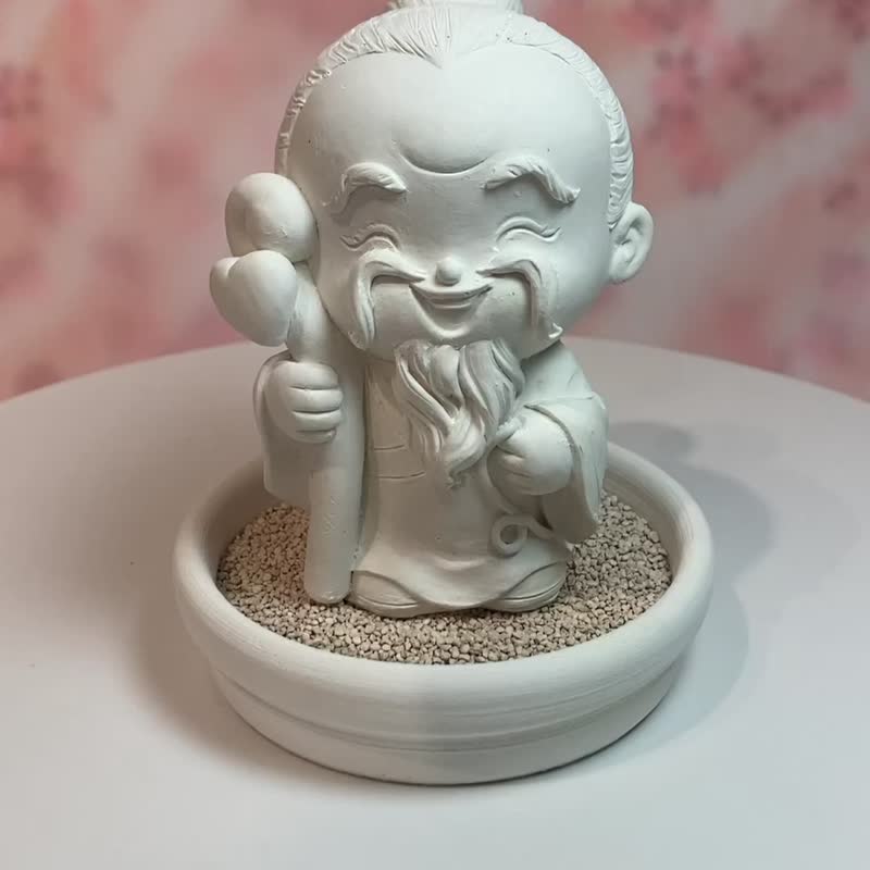 净念吉祥小佛之月下老人 - 小盘组 精油可加选 圭藻土Q版公仔 - 玩偶/公仔 - 其他材质 白色