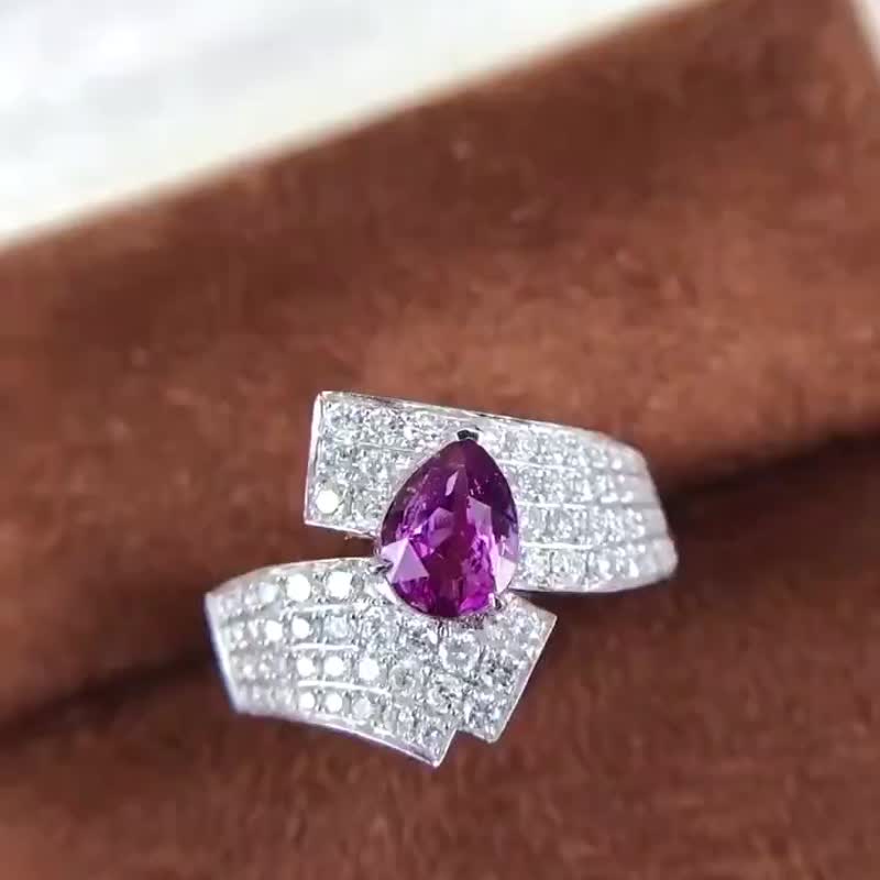 无烧帕帕拉恰戒指  1克拉 - 戒指 - 宝石 