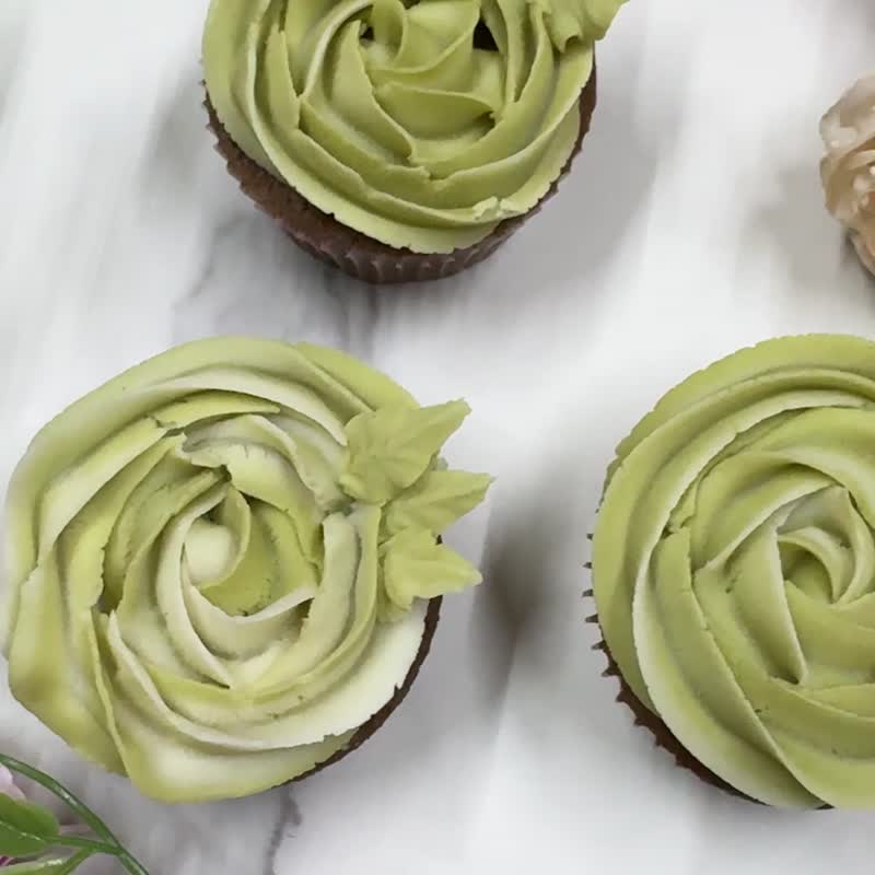 AY baker 双色豆沙玫瑰花 静冈抹茶调色口味  韩式裱花 杯子蛋糕 - 蛋糕/甜点 - 新鲜食材 绿色