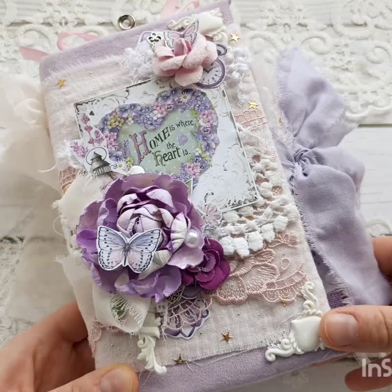 花园兔子垃圾日记本 手工制作 Farmlife 花朵 紫丁香笔记本 厚厚 - 笔记本/手帐 - 纸 紫色