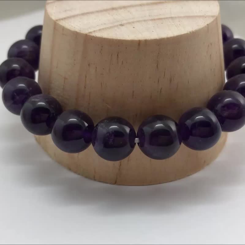 定制宝石手串 紫水晶10mm手串 手工水晶手链 隔珠配饰 弹性手围 - 手链/手环 - 半宝石 紫色