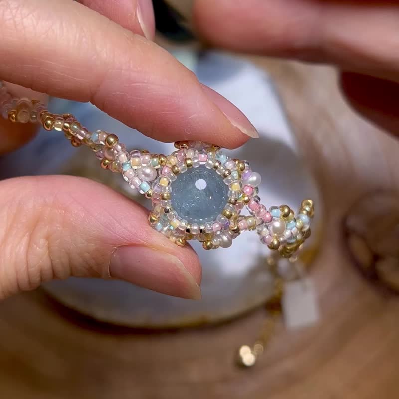 海蓝宝 转转珠 糖果色 pantone 珍珠 手链 - 手链/手环 - 水晶 蓝色