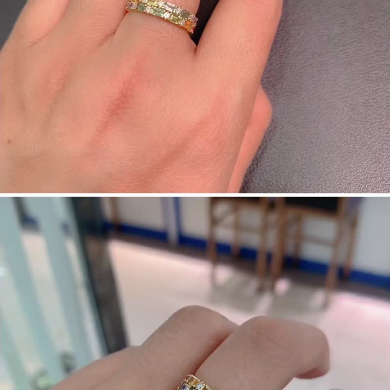 双喜彩色宝石刚玉彩虹鹦鹉色天然石日晴向日葵18k金蓝宝石戒指 - 戒指 - 宝石 黄色