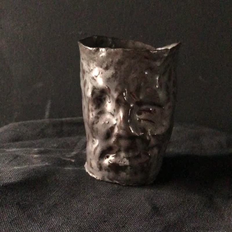 恶灵面陶杯 (高10cm 手工 杯子) - 其他杯子 - 陶 黑色