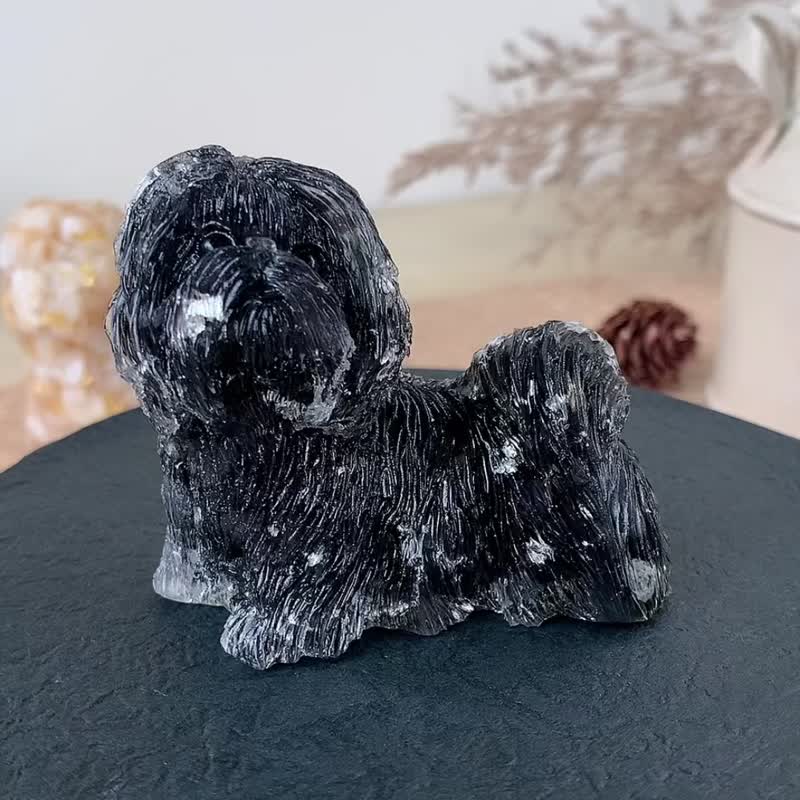 水晶摆饰 公仔 萌宠 西施犬 M号 | 天然水晶与矿石 职人滴胶 - 摆饰 - 水晶 多色