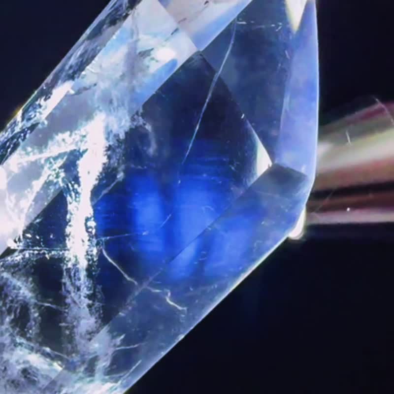 蓝针隐性白水晶 双尖通灵之石 蓝针水晶柱 蓝针水晶柱 蓝针白水晶 - 摆饰 - 水晶 透明