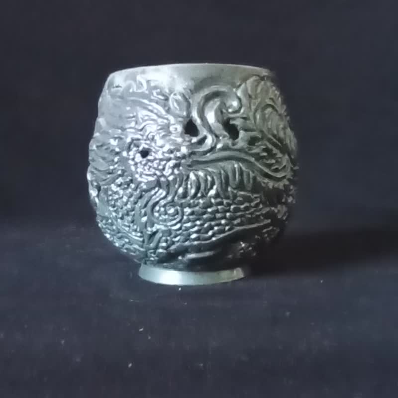 柴烧双层镂空雕刻防烫主人杯麒麟祥云陈炫亨陶艺家雕刻 - 茶具/茶杯 - 陶 多色