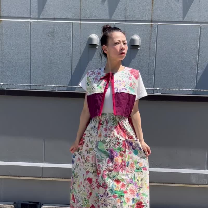 双面穿搭 酒红色国产亚麻与sarara国产棉制成的独特抹胸背心 - 女装背心 - 棉．麻 多色