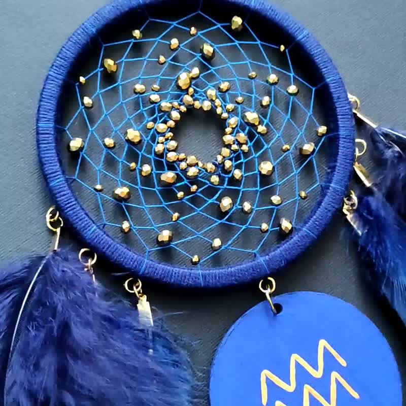 Navy zodiac dream catcher zodiac sign Aquarius girl man astrology gifts - 墙贴/壁贴 - 绣线 蓝色