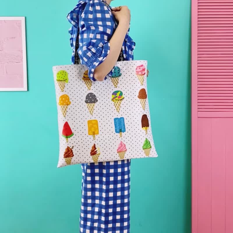 Ice Tote Bag Lsize - 手提包/手提袋 - 聚酯纤维 蓝色
