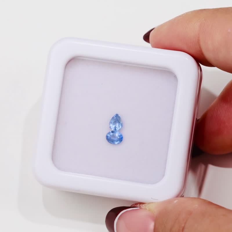 5号蓝色天空蓝椭圆水滴蓝宝石配石组合4.5mmx3.5mm单色拦胡麻将水 - 项链 - 宝石 蓝色