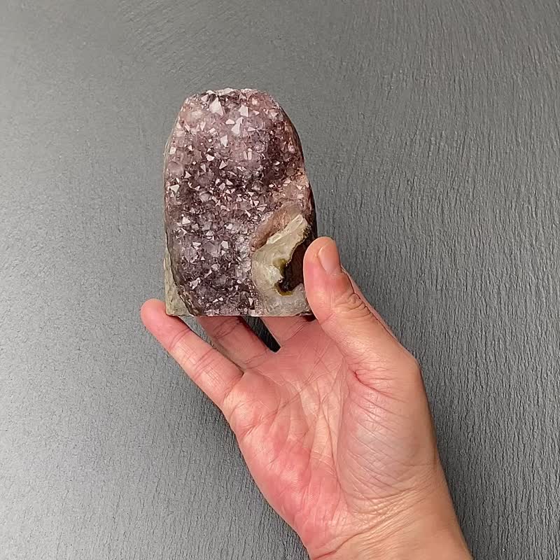 招财开运-天然原矿异象紫晶花球镇共生方解石 紫水晶 消磁净化 - 摆饰 - 水晶 紫色