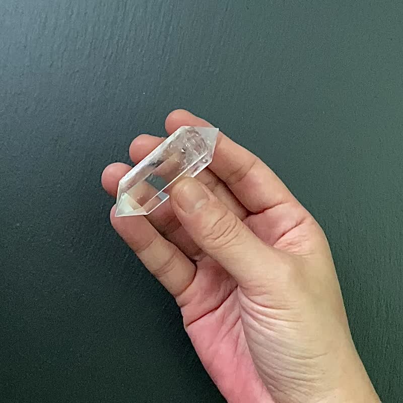 白水晶双尖能量柱 天然带彩  净化磁场 疗愈  能量摆件  快速出货 - 摆饰 - 水晶 白色