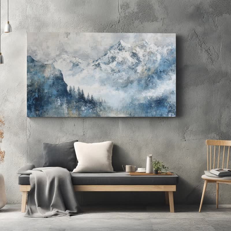 云海初雪 山景艺术微喷挂画 客厅玄关家居装饰现代北欧端景墙面画 - 海报/装饰画/版画 - 棉．麻 
