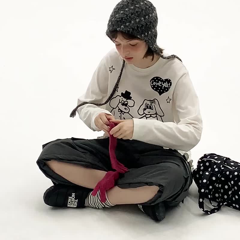 odd maker小狗跳舞花边打底长袖T恤 - 女装上衣 - 棉．麻 