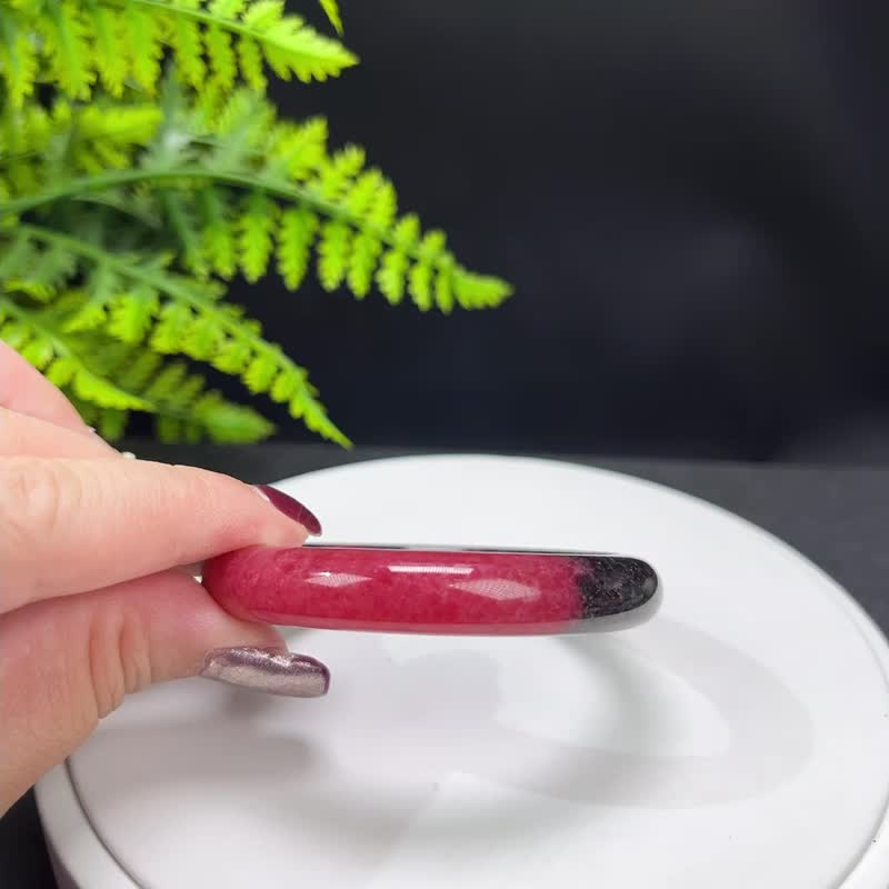 精品 巴西深玫粉蔷薇辉手镯 56MM 闪片泼墨风桃花玉手环 心轮包容 - 手链/手环 - 半宝石 