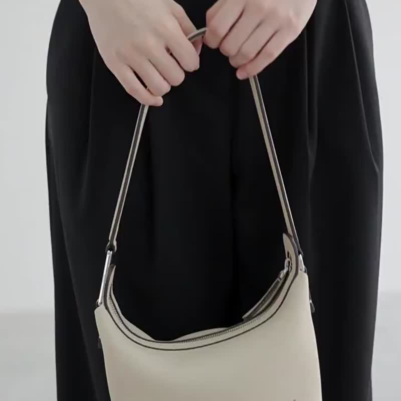 3顔色 通勤肩背木馬包 真皮斜背包腋下hobo包 優質牛皮 - 侧背包/斜挎包 - 真皮 黑色