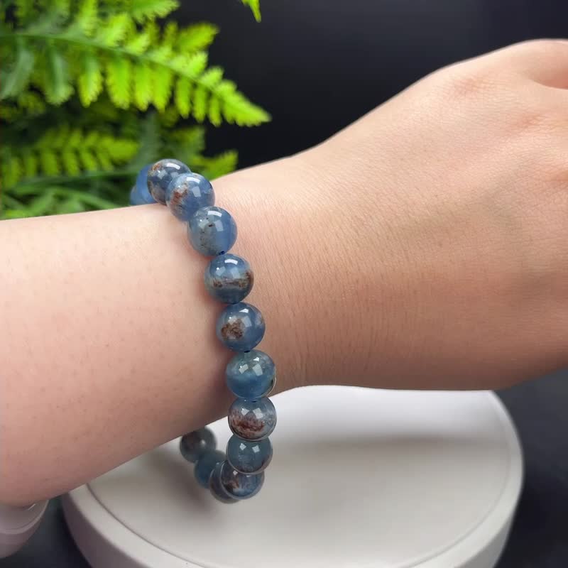 精品天然深海岛屿海蓝宝手串冰体润蓝星光意境宝石男女饰品10mm - 手链/手环 - 宝石 蓝色