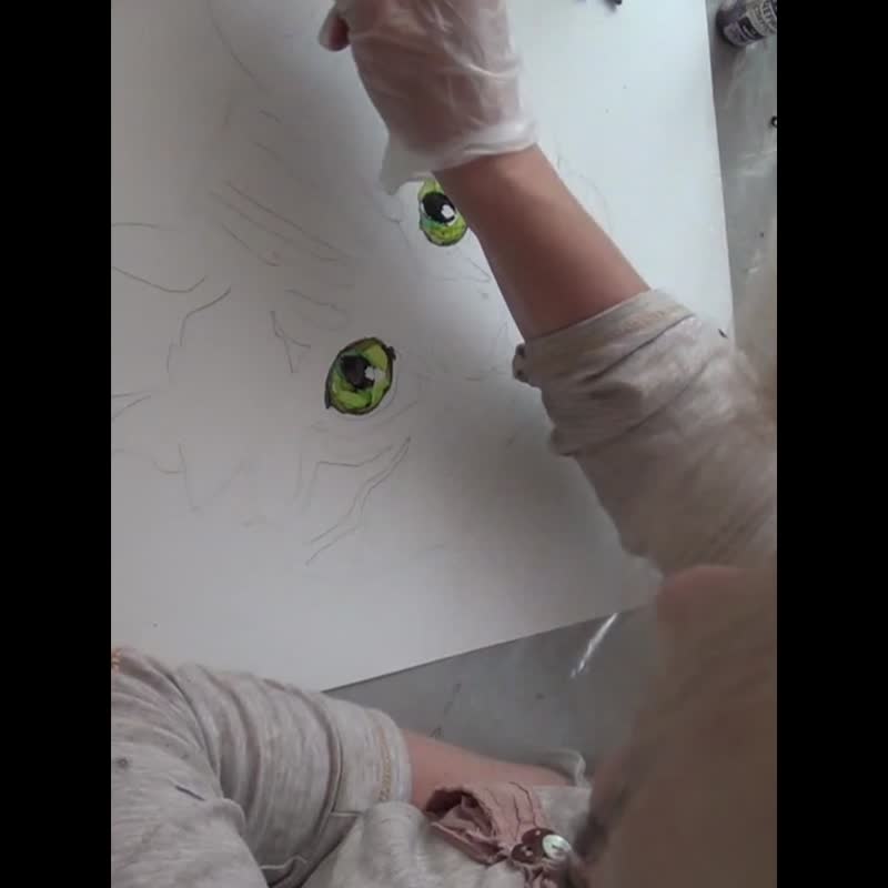 猫咪肖像画 原创美丽的猫咪个性化的宠物肖像画 - 墙贴/壁贴 - 其他材质 多色