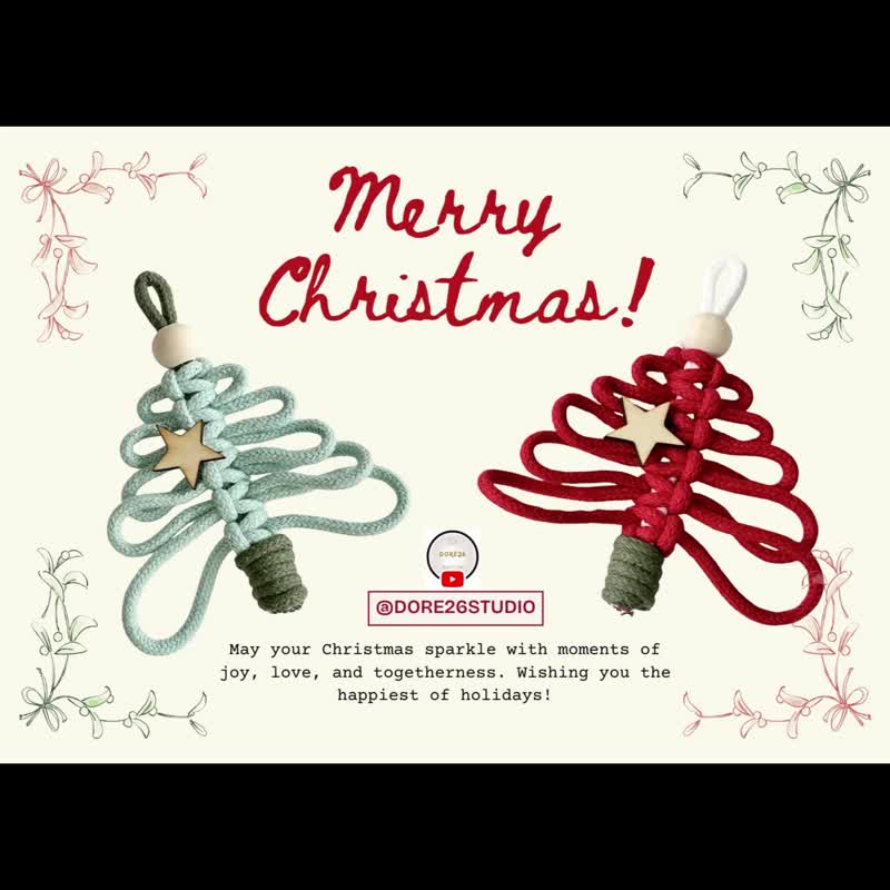 Doré26 DIY 快速编织圣诞树材料包 | Macrame 交换礼物 - 编织/刺绣/羊毛毡/裁缝 - 棉．麻 