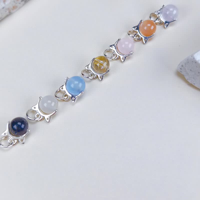 【BE youself】守护猫猫 |项链 |手链 |水晶|玉随|天然石|925纯银 - 项链 - 纯银 多色