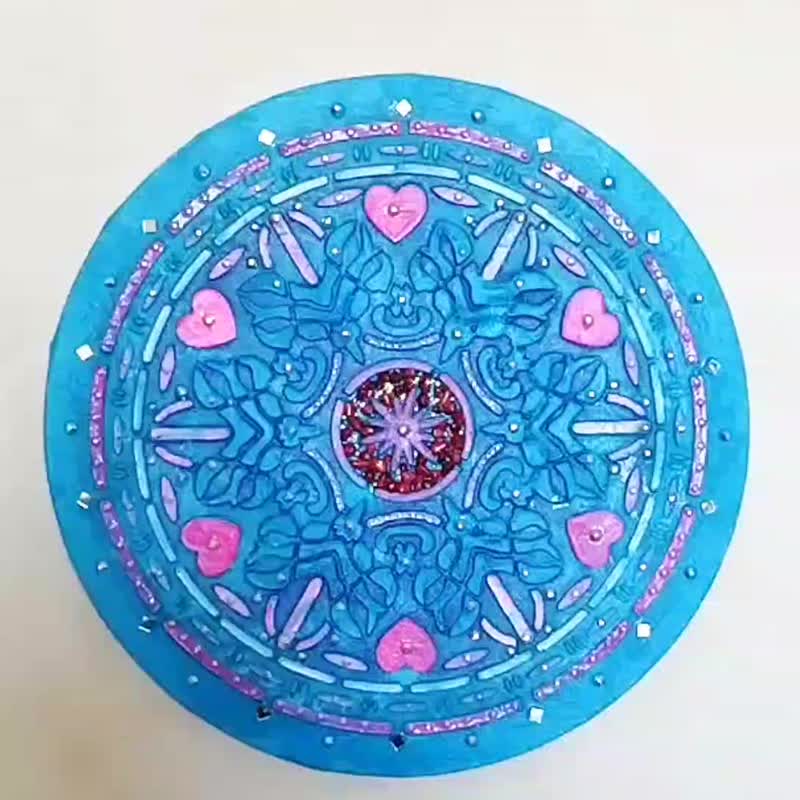 爱的曼陀罗质感绘画艺术厚涂墙面装饰 - 墙贴/壁贴 - 压克力 蓝色