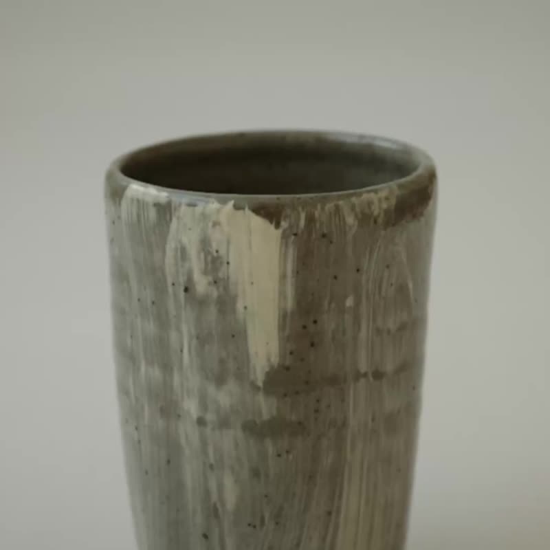 粉引刷毛花器 - 花瓶/陶器 - 陶 绿色