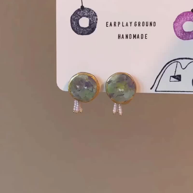 原野里的薄荷糖 - 耳环/耳夹 - 树脂 多色