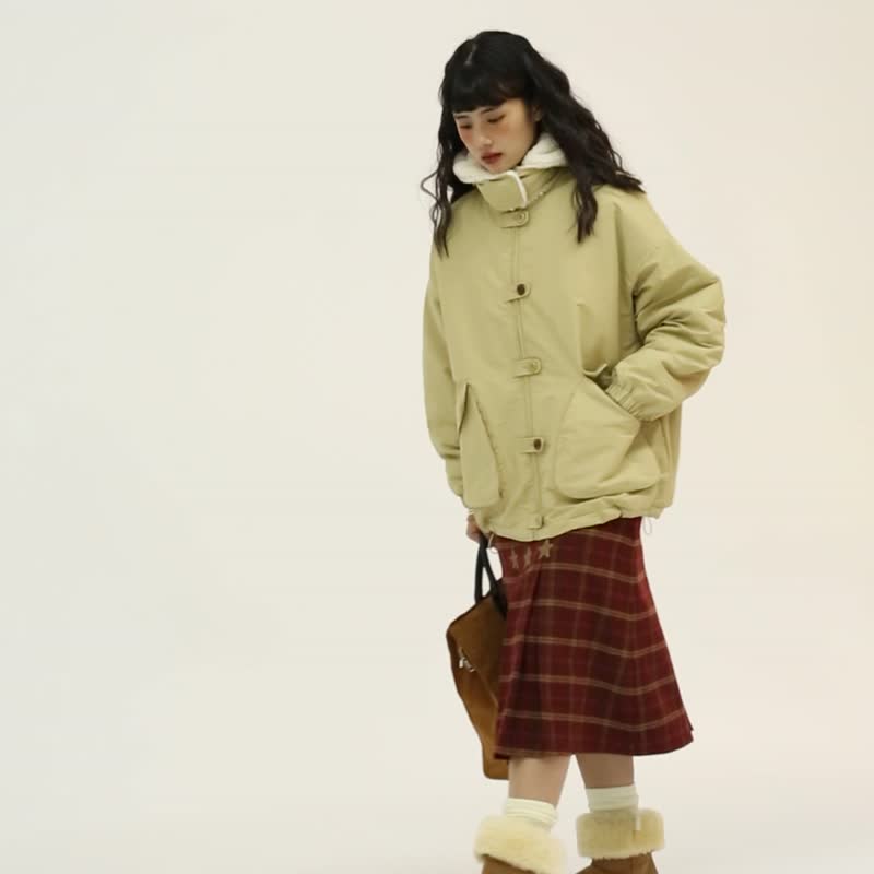 oddmaker可拆帽仿羊羔毛棉服宽松保暖冬季潮百搭外套羽绒棉服 - 女装上衣 - 棉 