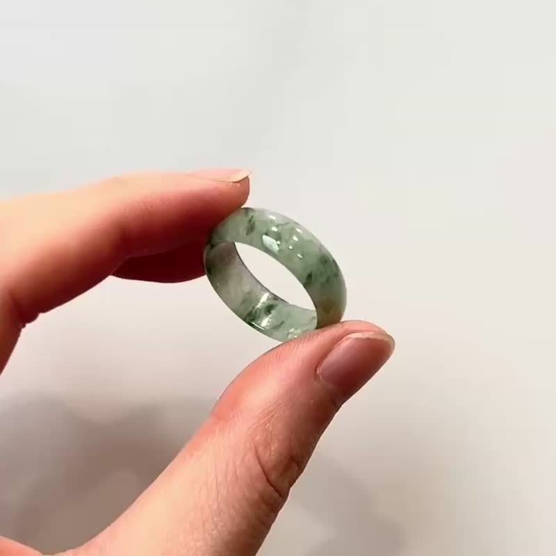 冰种 天然翡翠 缅甸 A玉 玉镯 • 糯冰种松花绿翡翠戒指 - 戒指 - 石头 绿色