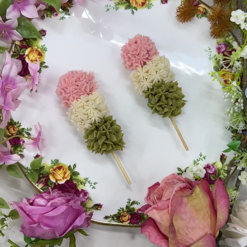 AY baker 韩式裱花 豆沙裱花 团子 樱花粉 原味 抹茶 三种口味 - 蛋糕/甜点 - 新鲜食材 粉红色
